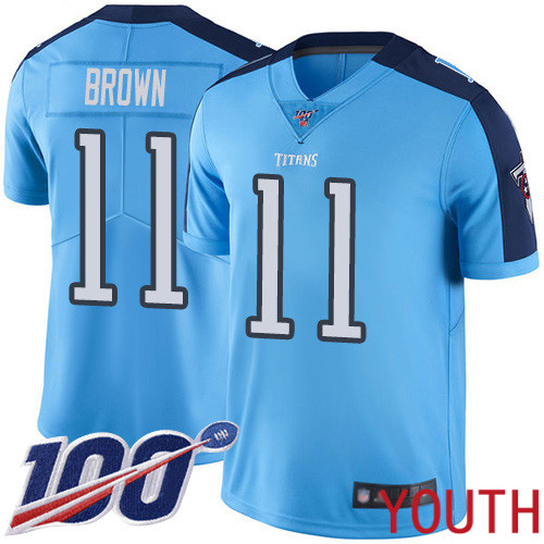 Tennessee Titans Limited Light Blue Youth A.J. Brown Jersey NFL Football 11 100th Season Rush Vapor Untouchable